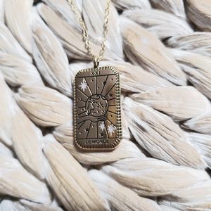 NEW LE MONDE World gold tarot card layering necklace boho pendant